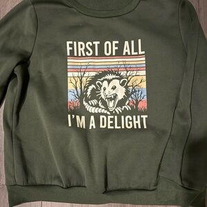 “First of All I’m a Delight” Graphic Sweatshirt | Green | Women’s XL
